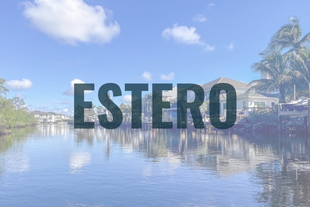 Estero waterfront home on peaceful canal, representing Southwest Florida’s tranquil communities and boating access